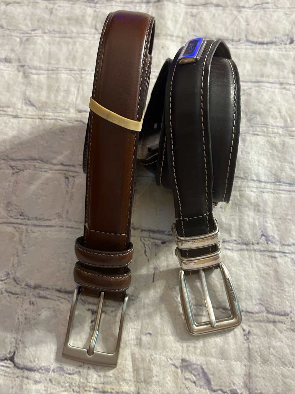 GREG NORMAN BROWN STUDS LOGO BROWN BELT 36 & STANFORD BROWN BELT 36